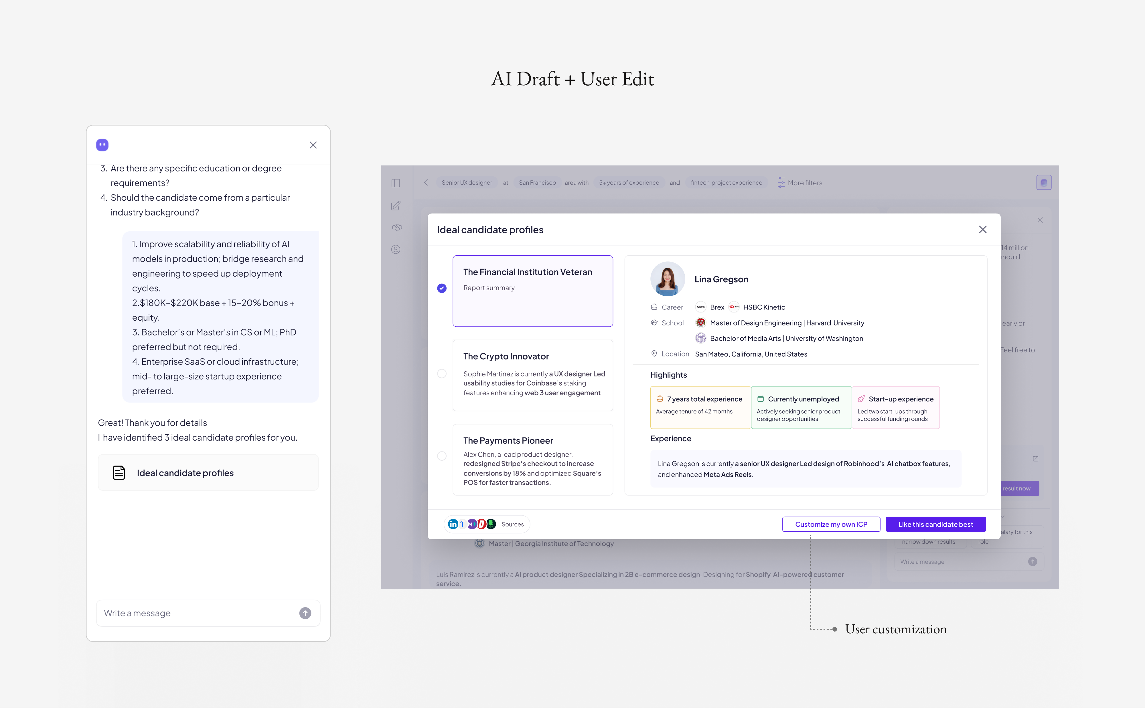 AI draft with user edit